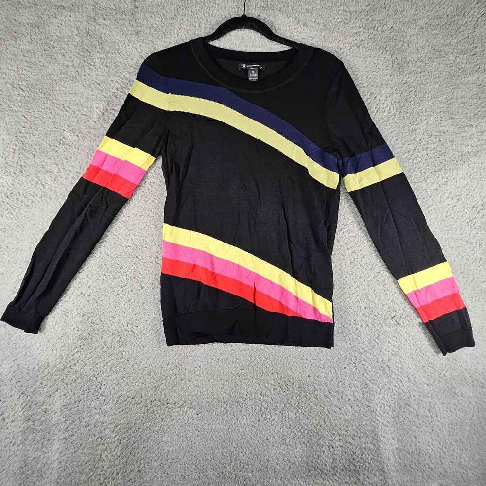 INC International Concepts Sweater Womens M Colorblock Rainbow LGBTQ Pride